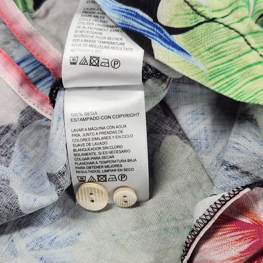 Tommy Bahama Silk Shirt Mens Large Tropical Floral Hawaiian Button Up Black - Picture 10 of 12